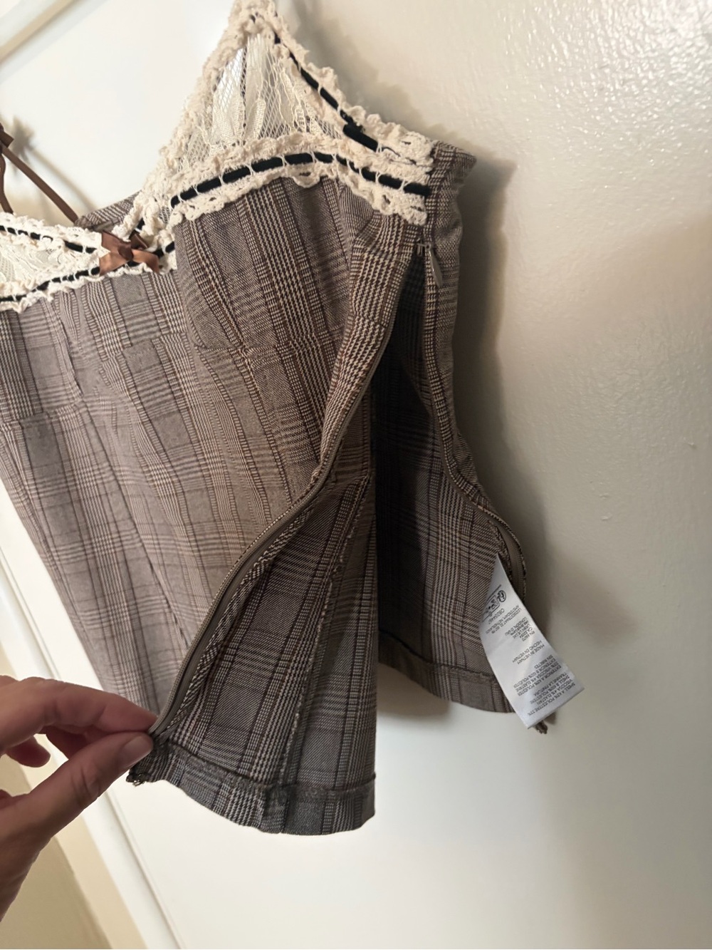 Brown Plaid Coquette-Style Cami - Picture 2 of 5